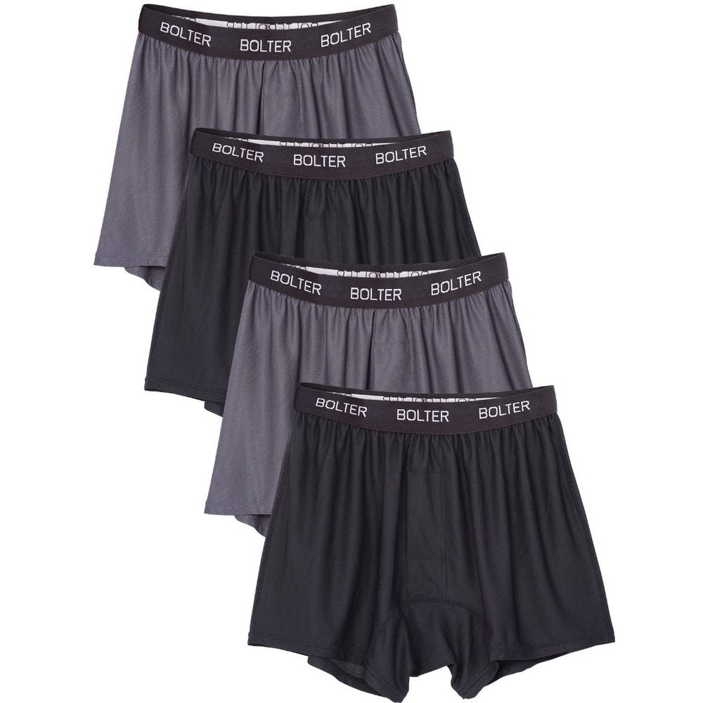4 Pack Men's Nylon Spandex Performance Boxers Shorts 9004 Black/Grey New NWB